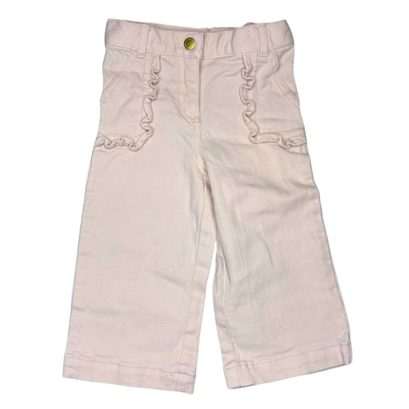 Janie and Jack Jean Light Pink Ruffle wide leg girls size 2t pants - Picture 2 of 4